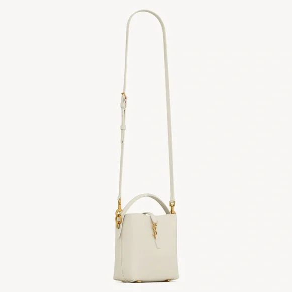 Saint Laurent Le 37 Mini Leather Bucket Bag, BLANC VINTAGE - Picture 3 of 11